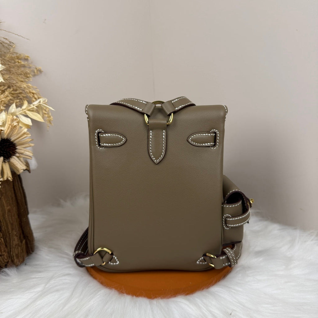 HM 25S KELLY JUMP 17 CM IN MUSHROOM BROWN SWIFT WITH GOLD HARDWARE