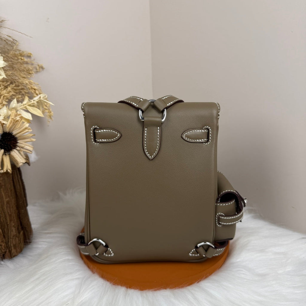 HM 25S KELLY JUMP 17 CM IN MUSHROOM BROWN SWIFT WITH SILVER HARDWARE