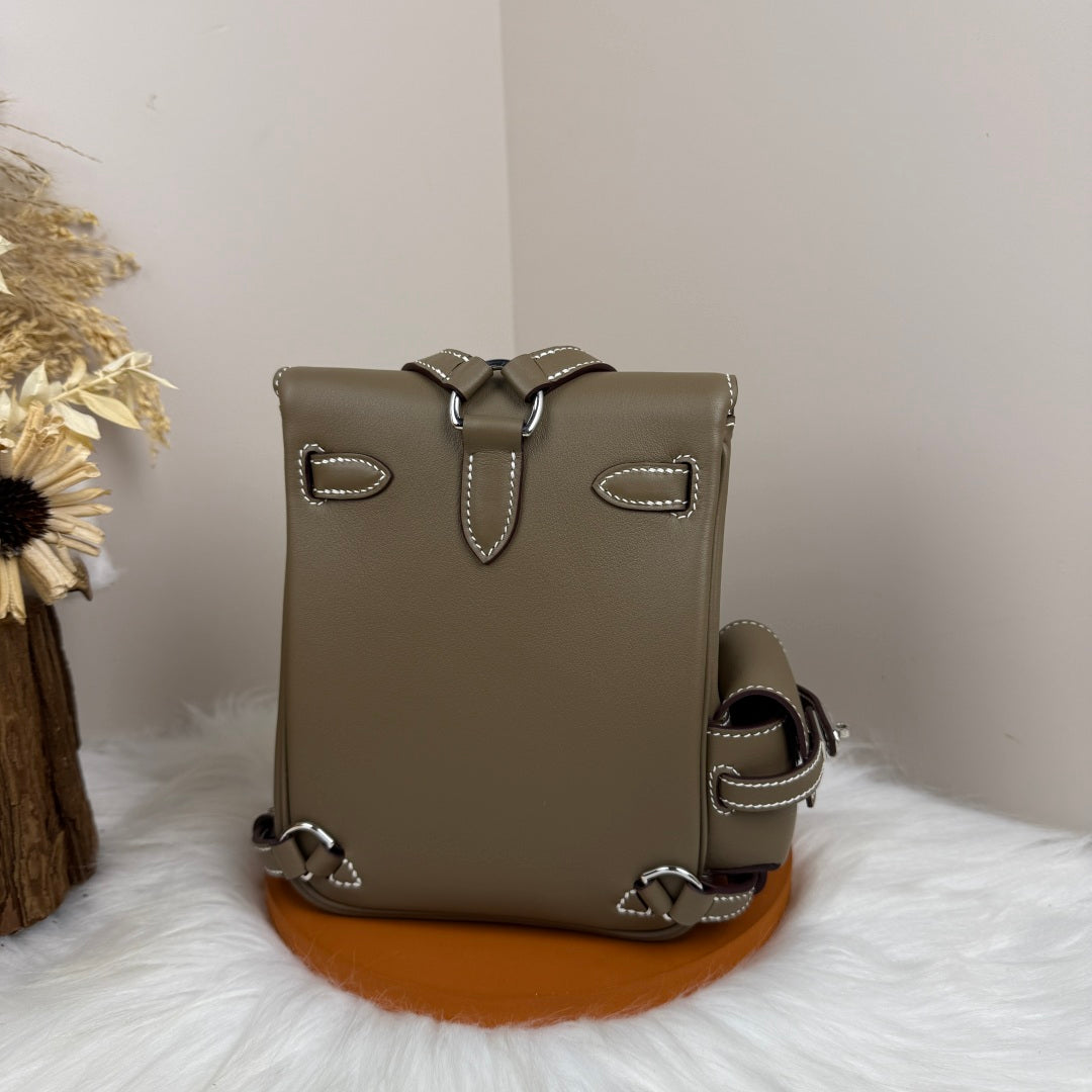 HM 25S KELLY JUMP 17 CM IN MUSHROOM BROWN SWIFT WITH SILVER HARDWARE