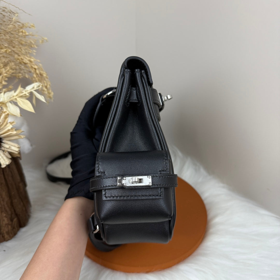 HM 25S KELLY JUMP 17 CM IN BLACK SWIFT WITH SILVER HARDWARE