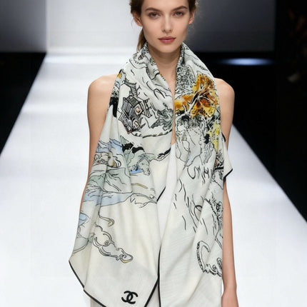 CHANEL 25S SCARF 135 CM IN CASHMERE SILK 943698