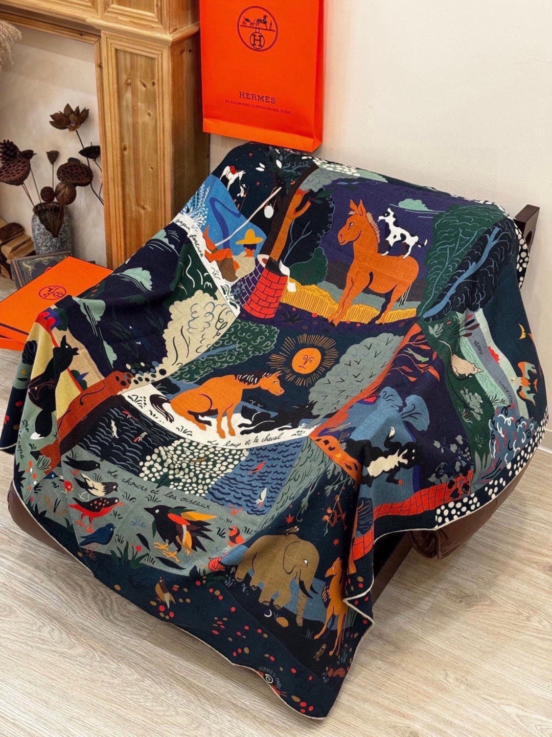 HERMES 26S SCARF 140 IN CASHMERE AND SILK 303101