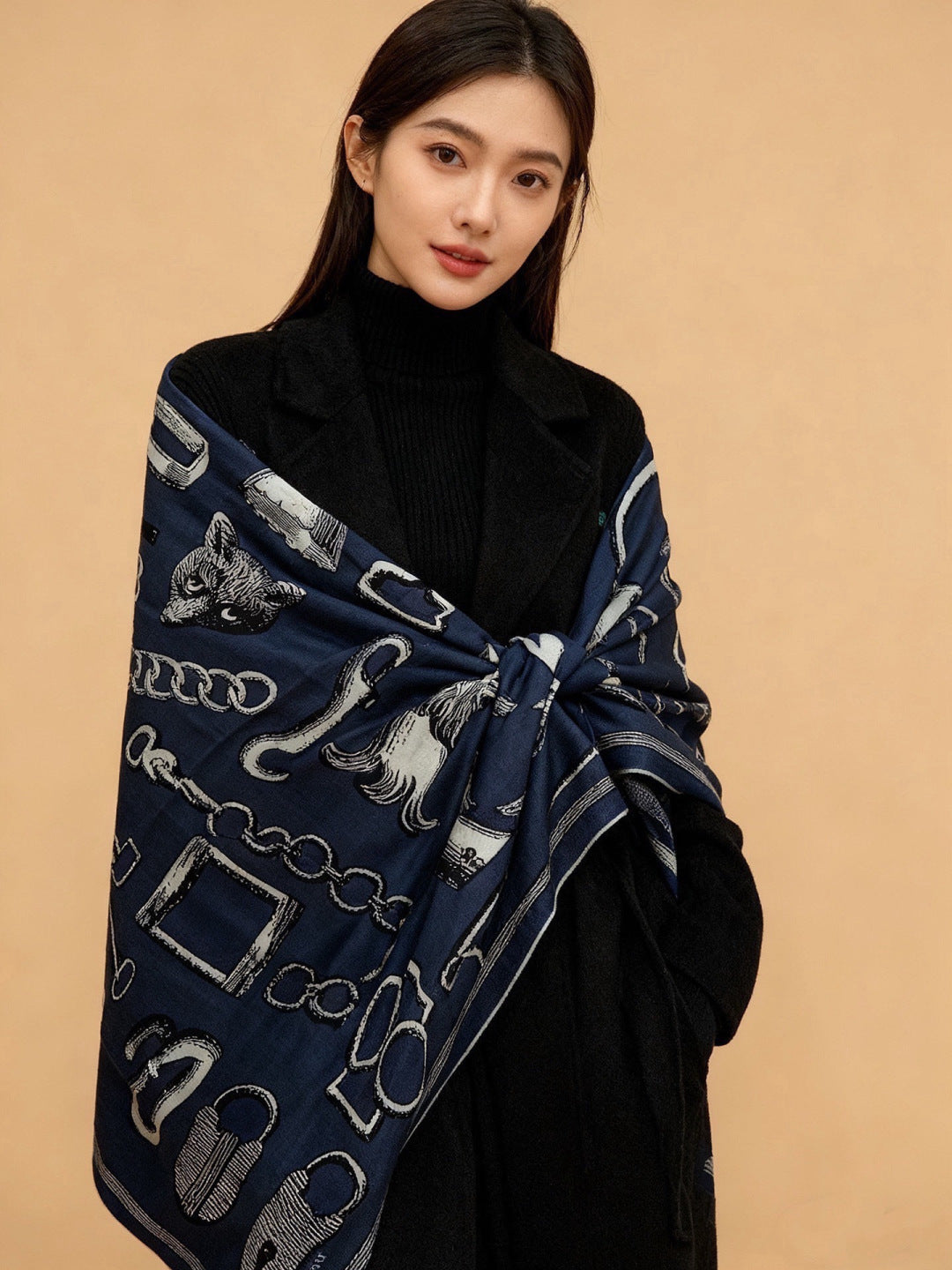 HERMES 26S SCARF 140 IN CASHMERE AND SILK 303157