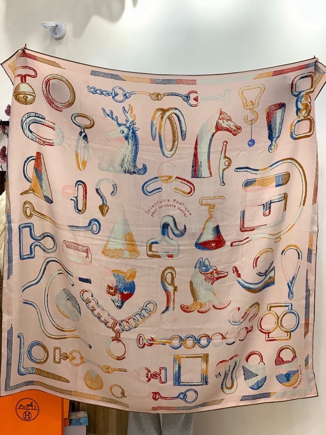 HERMES 26S SCARF 140 IN CASHMERE AND SILK 303158