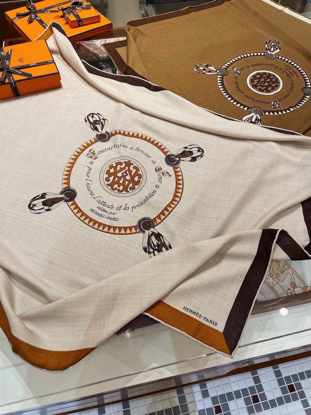 HERMES 26S SCARF 140 IN CASHMERE AND SILK 304240