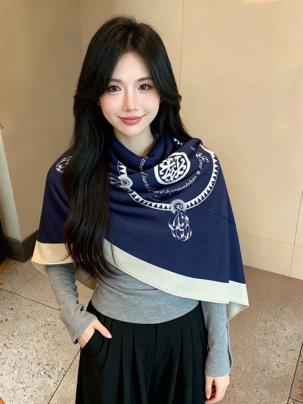 HERMES 26S SCARF 140 IN CASHMERE AND SILK 304242