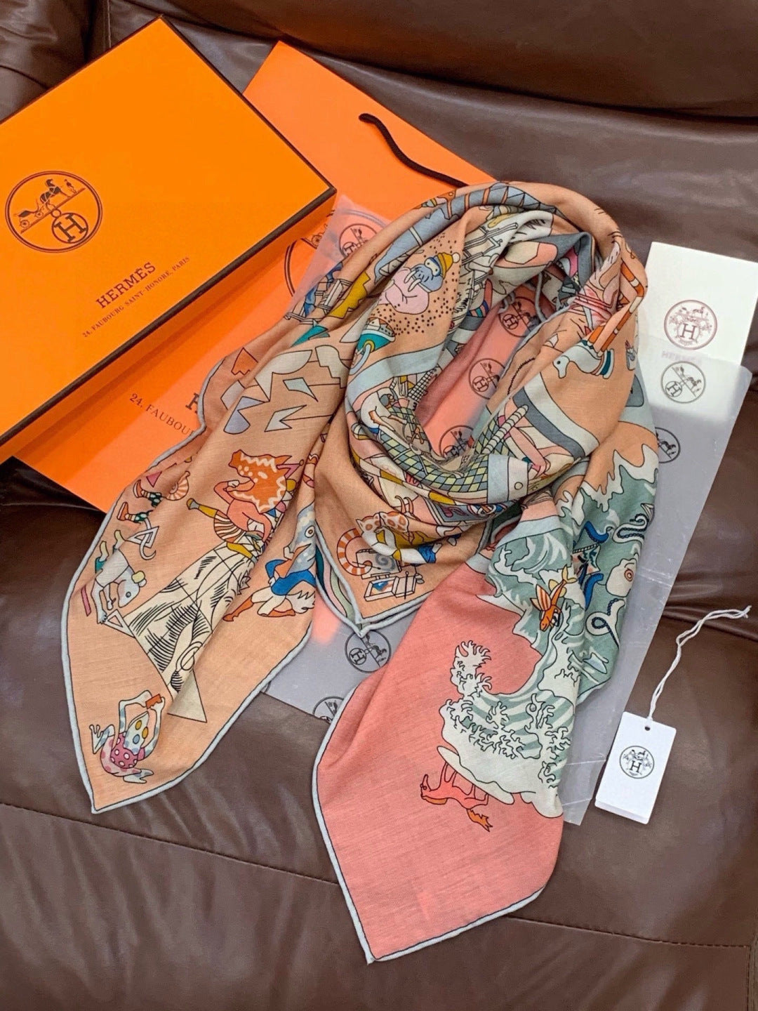 HERMES 26S SCARF 135 IN CASHMERE AND SILK 304245