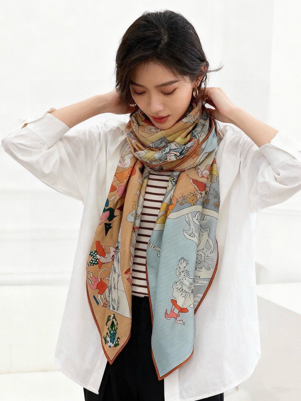 HERMES 26S SCARF 135 IN CASHMERE AND SILK 304246