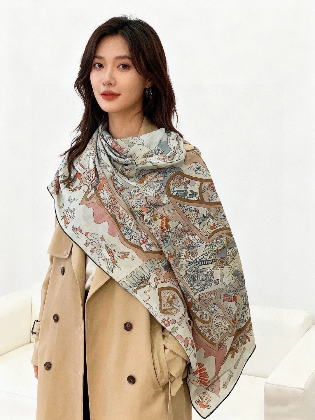 HERMES 26S SCARF 135 IN CASHMERE AND SILK 304247