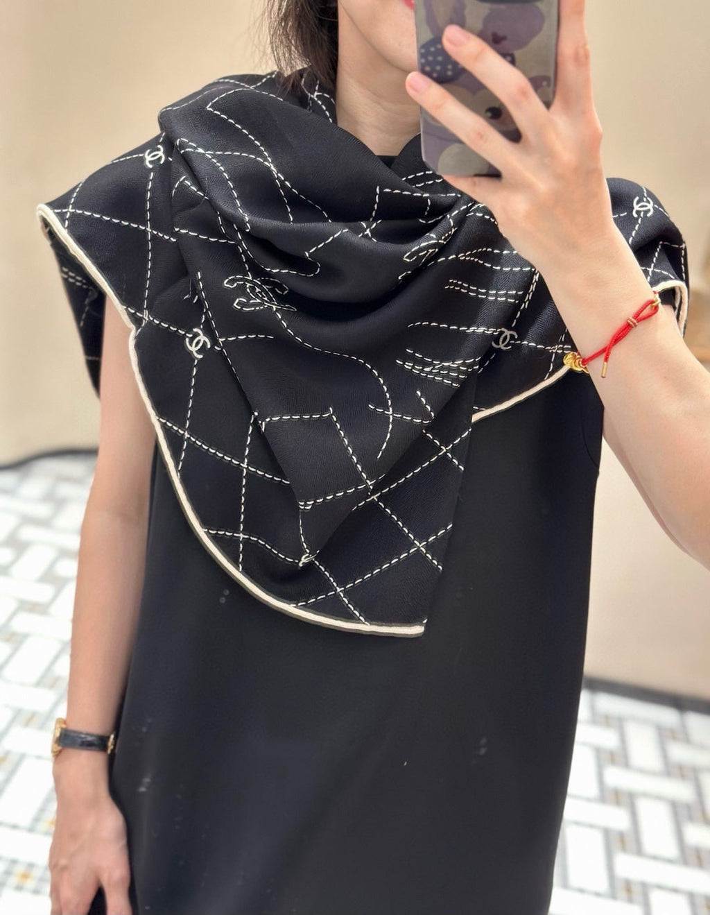 CHANEL 26S SCARF 140 IN CASHMERE AND SILK 304714