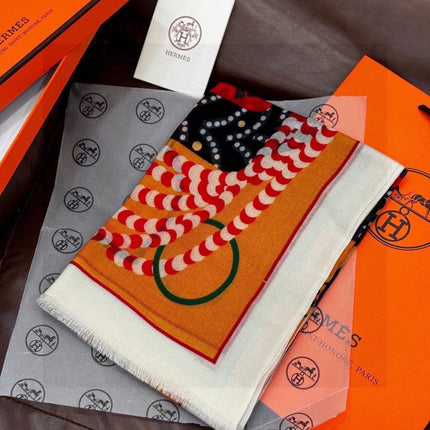 HERMES 26S LONG SCARF 200 IN CASHMERE AND SILK 306083