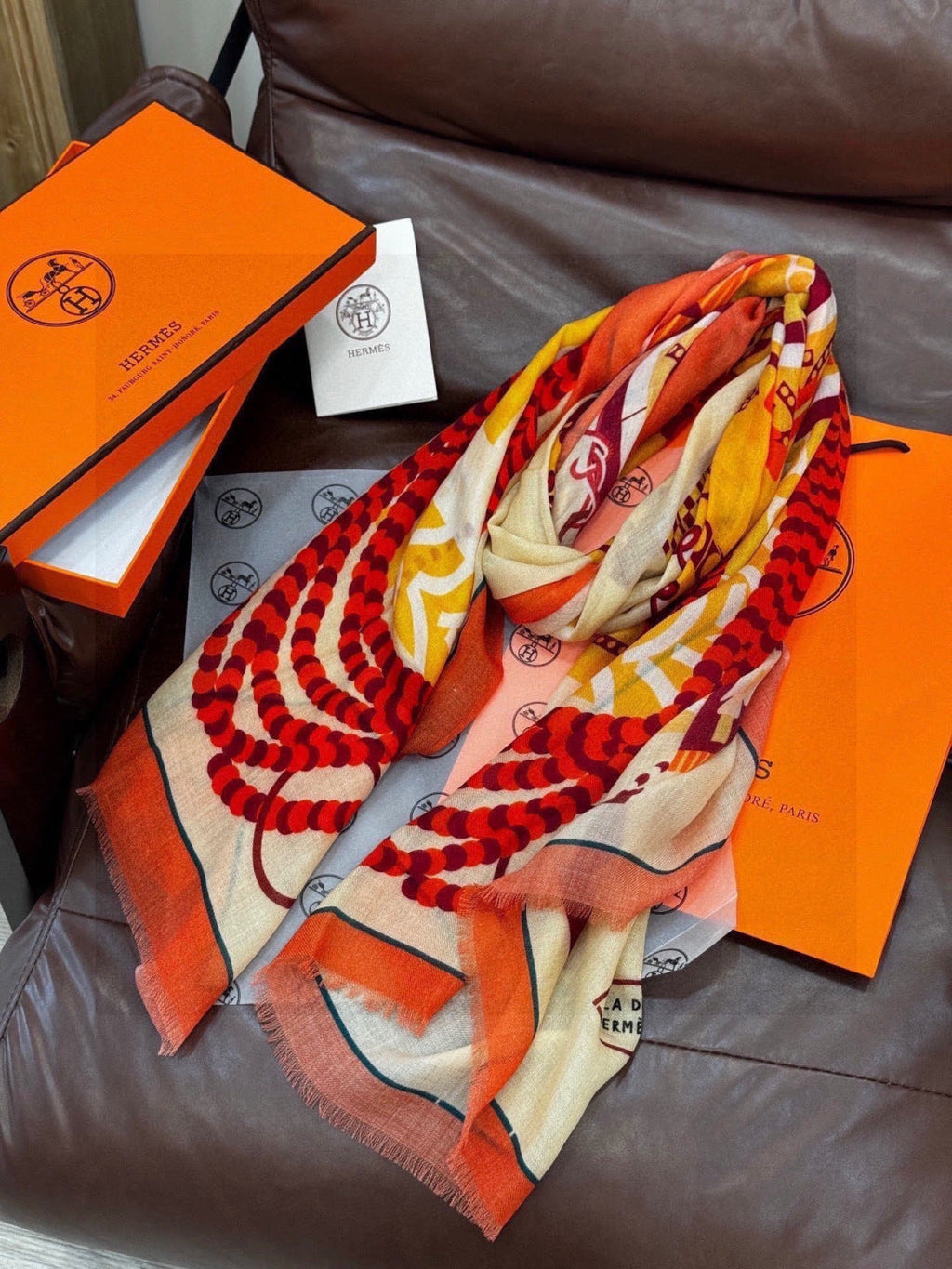 HERMES 26S LONG SCARF 200 IN CASHMERE AND SILK 306085
