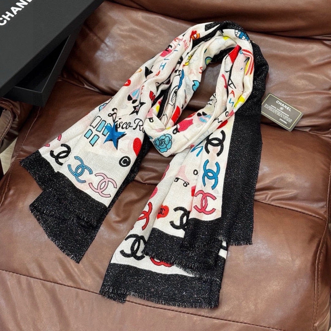CHANEL 26S SCARF 200 IN CASHMERE AND SILK 307210