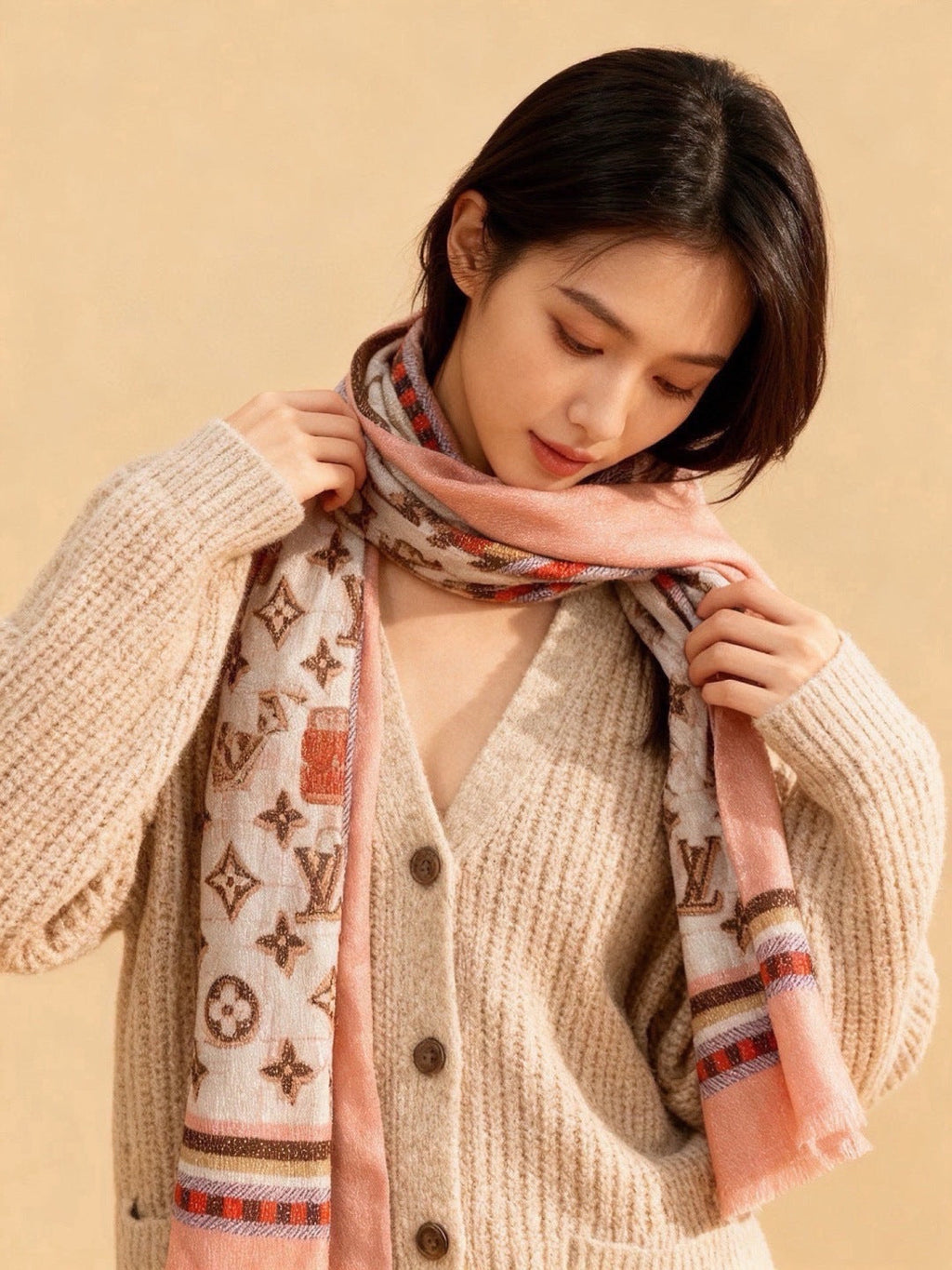CHANEL 26S SCARF 200 IN CASHMERE AND SILK 307211