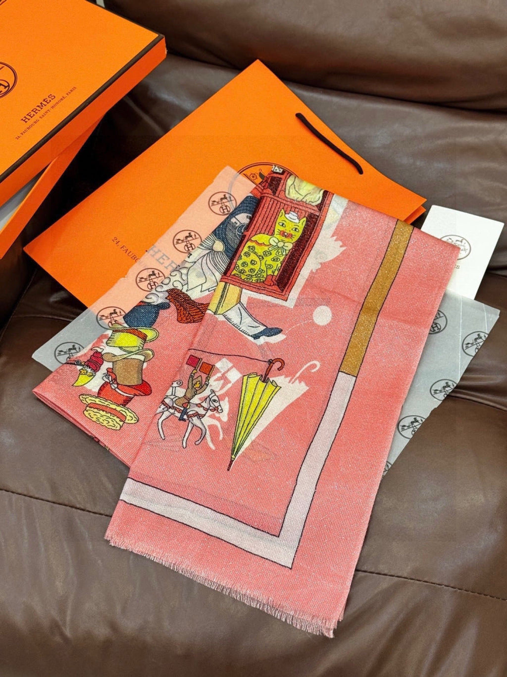 HERMES 26S LONG SCARF 200 IN CASHMERE AND SILK 307234