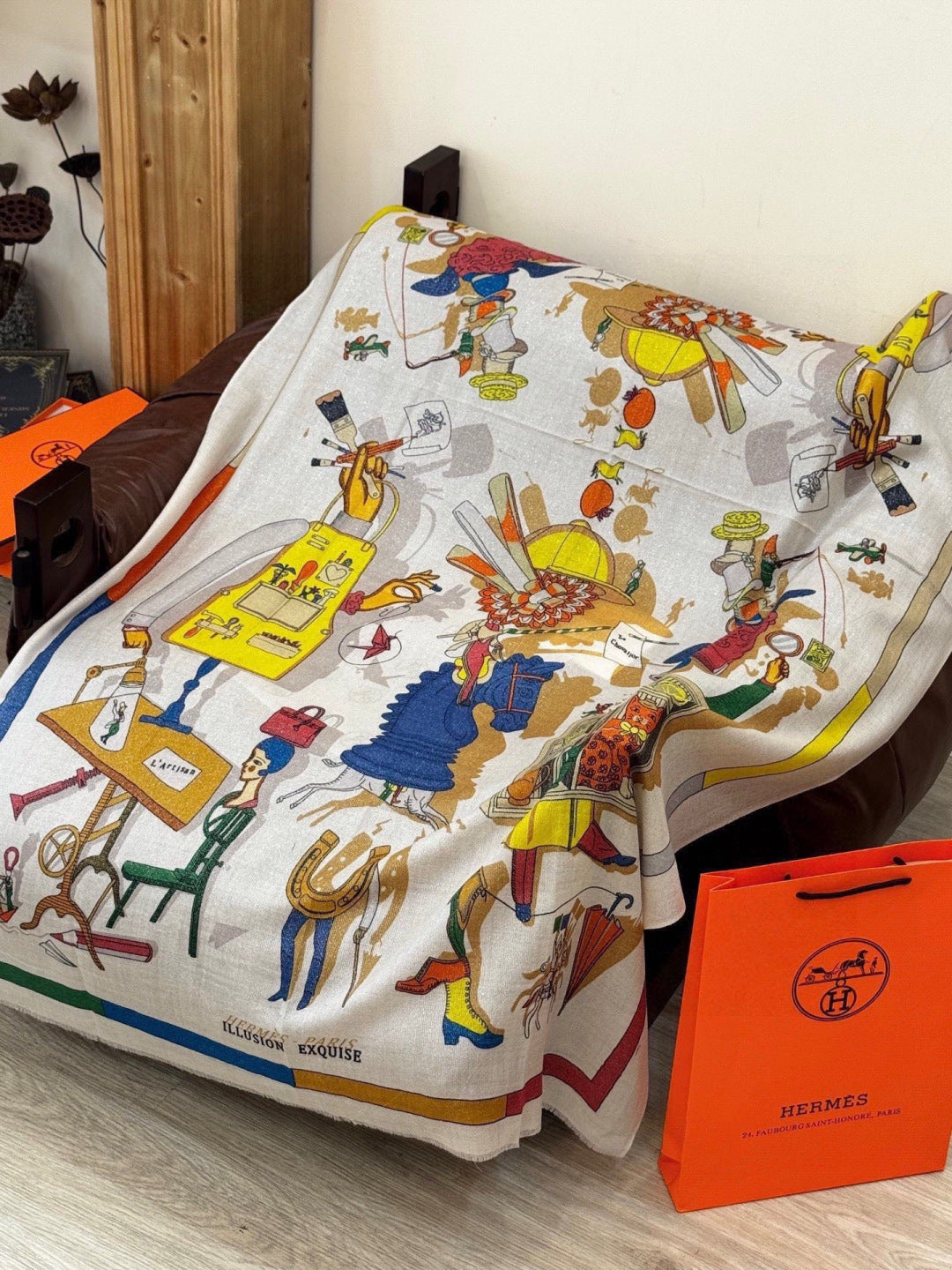 HERMES 26S LONG SCARF 200 IN CASHMERE AND SILK 307235