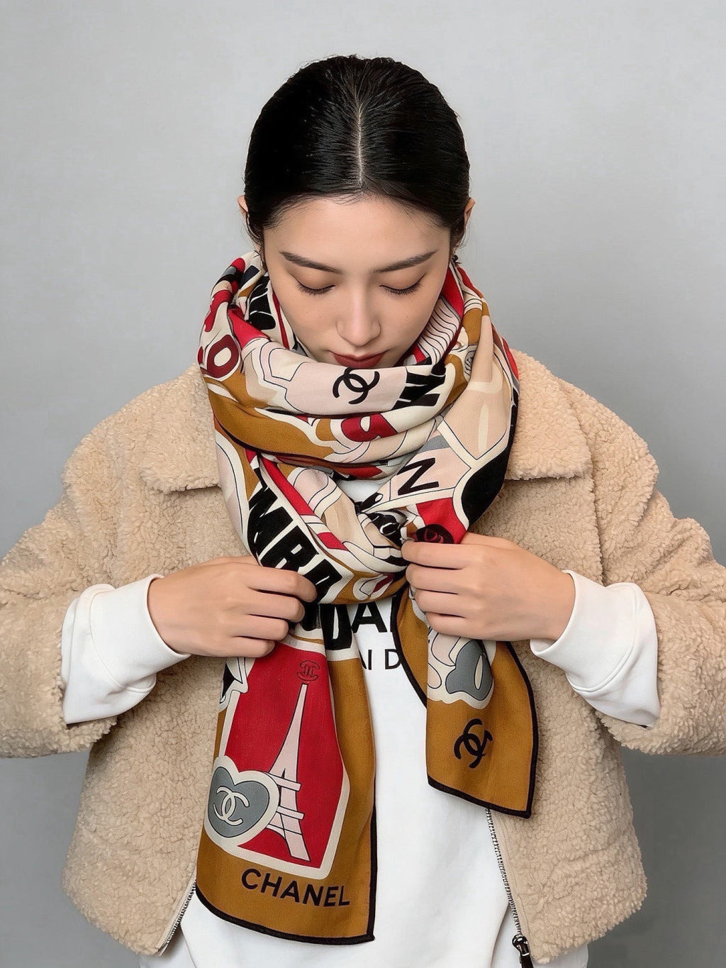 CHANEL 26S SCARF 135 IN CASHMERE AND SILK 309869