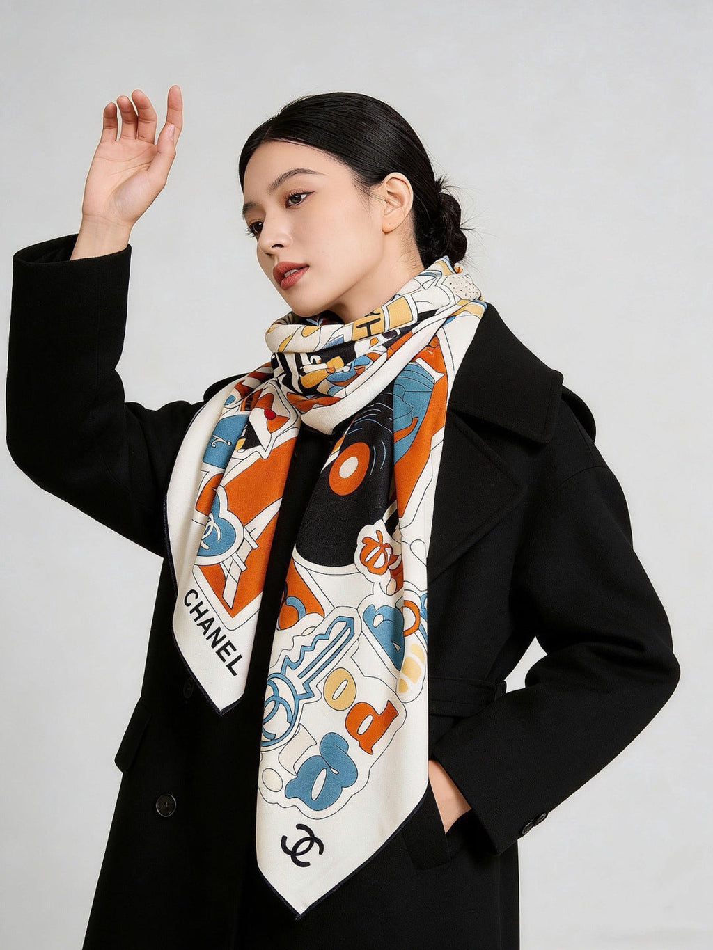 CHANEL 26S SCARF 135 IN CASHMERE AND SILK 309871