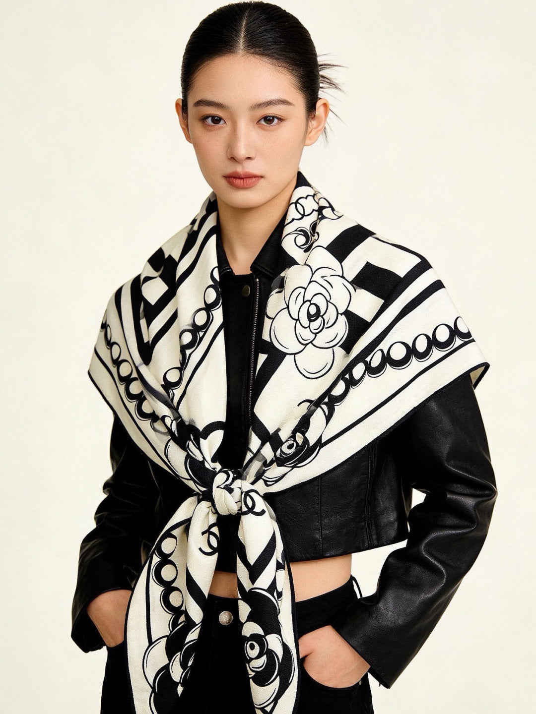 CHANEL 26S SCARF 135 IN CASHMERE AND SILK 309893