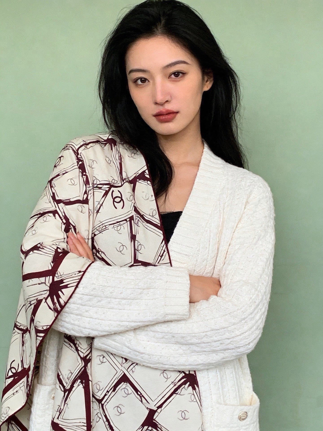 CHANEL 26S SCARF 135 IN CASHMERE AND SILK 309912