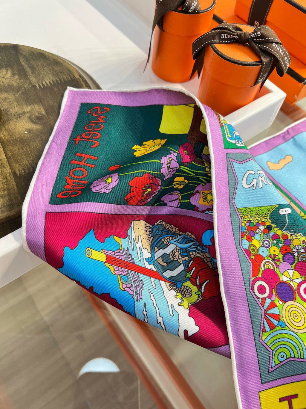 HERMES 26S PRINTED SQUARE SCARF 88 IN SILK 309943