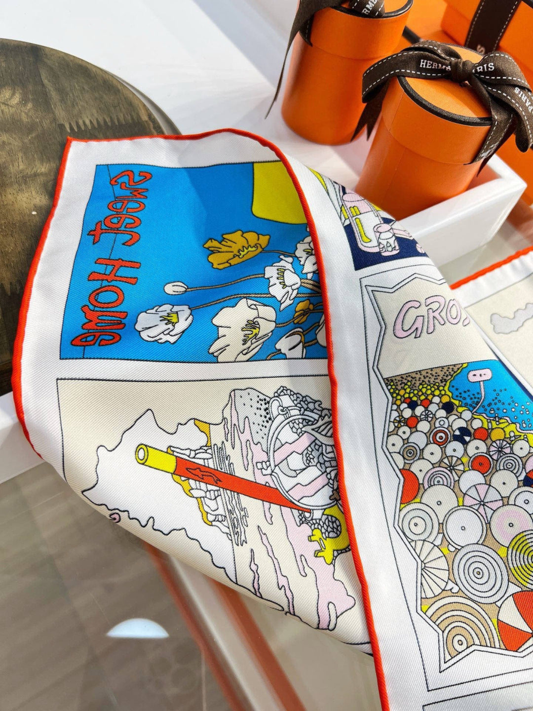 HERMES 26S PRINTED SQUARE SCARF 88 IN SILK 309946