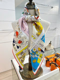 HERMES 26S PRINTED SQUARE SCARF 88 IN SILK 309946