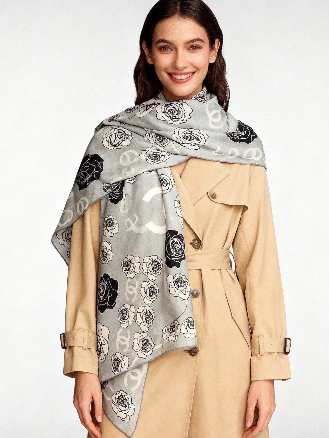 CHANEL 26S SCARF 140 IN SILK AND CASHMERE 313318