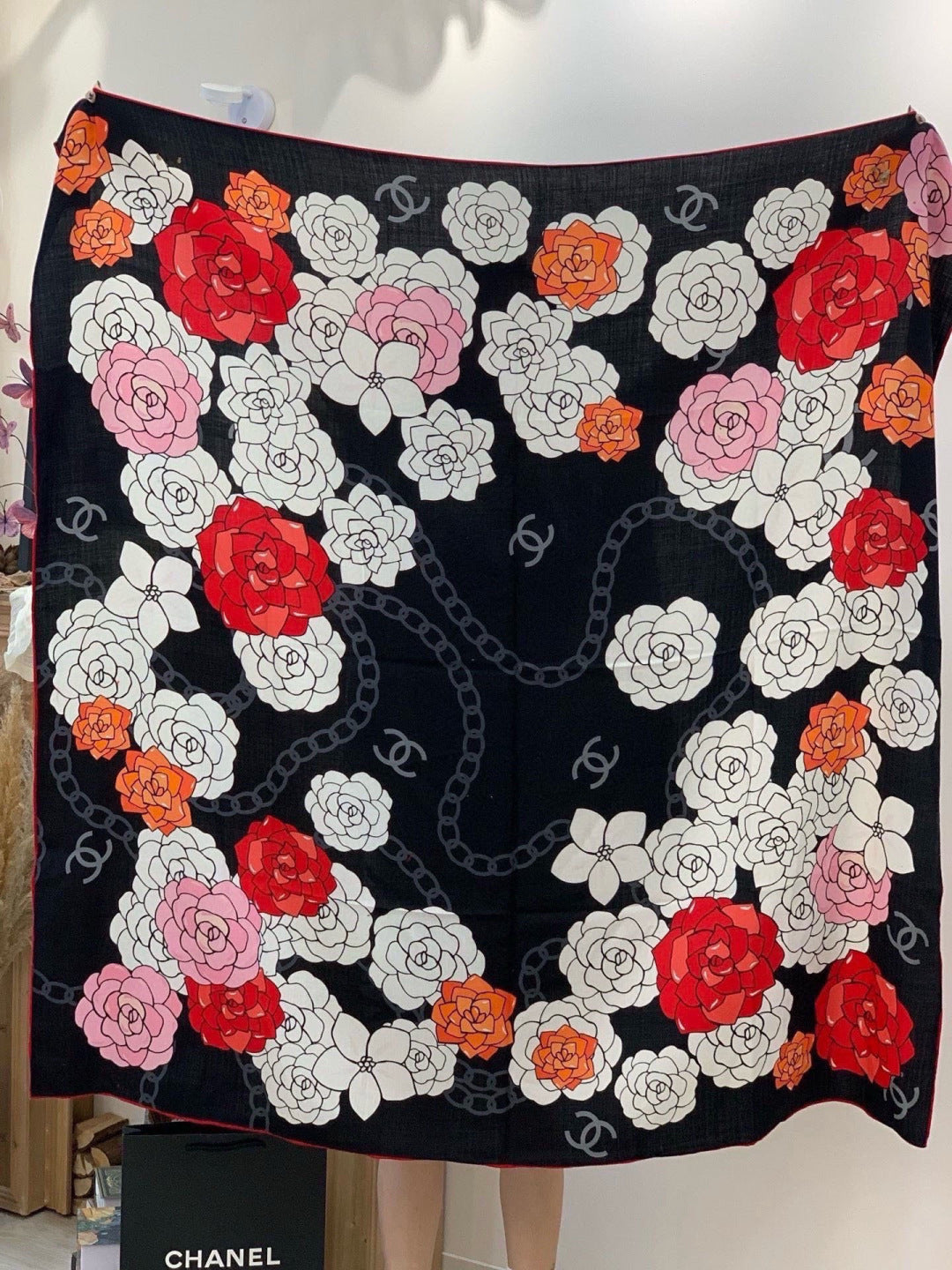 CHANEL 26S SCARF 140 IN SILK AND CASHMERE 313350