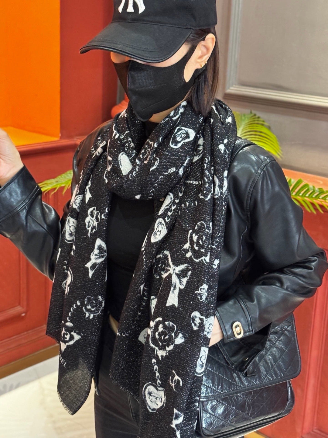 CHANEL 26S PRINTED SHAWL 200 IN SILK 313396