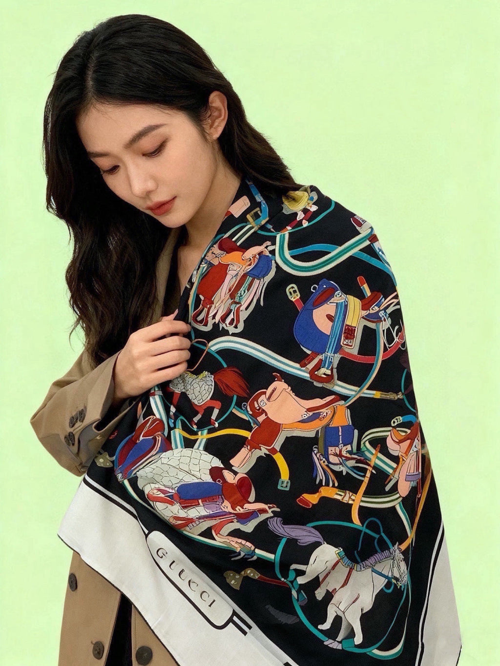 GUCCI 26S SCARF 135 IN CASHMERE AND SILK 315140