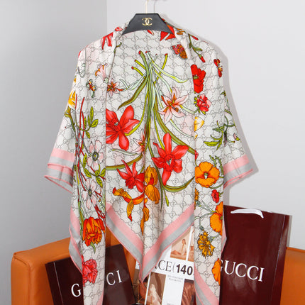 GUCCI 26S SCARF 140 IN CASHMERE AND SILK 504593