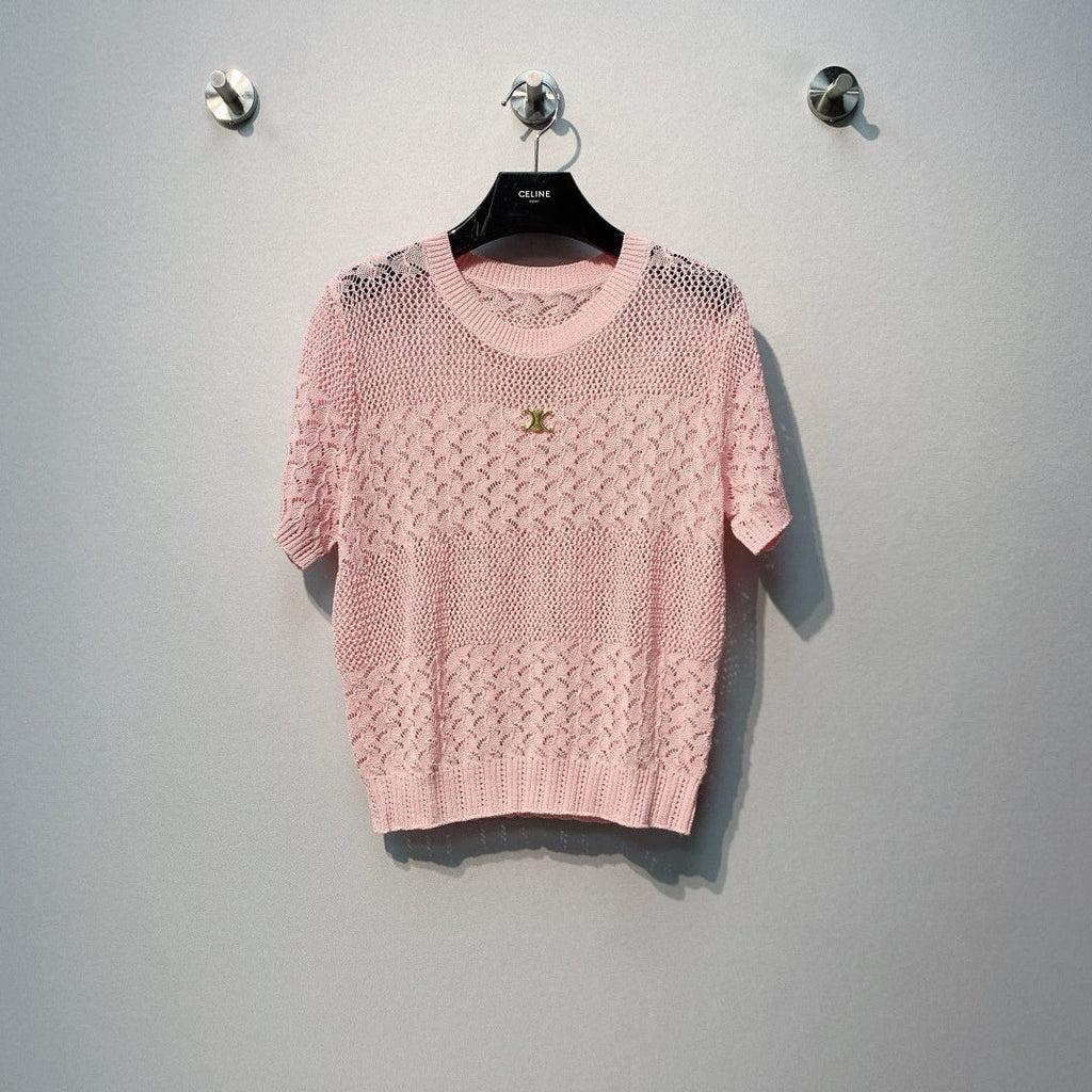 CELINE 26S LOGO SHORT SLEEVE KNITTED TOP 179