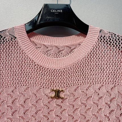 CELINE 26S LOGO SHORT SLEEVE KNITTED TOP 179