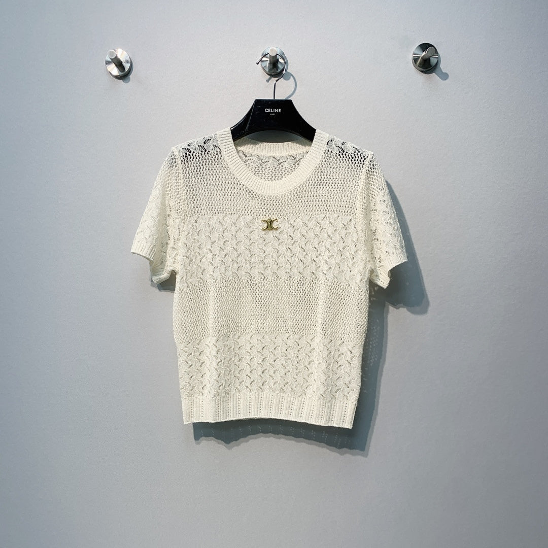 CELINE 26S LOGO SHORT SLEEVE KNITTED TOP 178