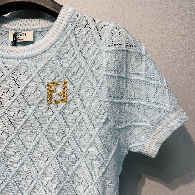 FENDI 26S SHORT-SLEEVE KNIT TOP 429