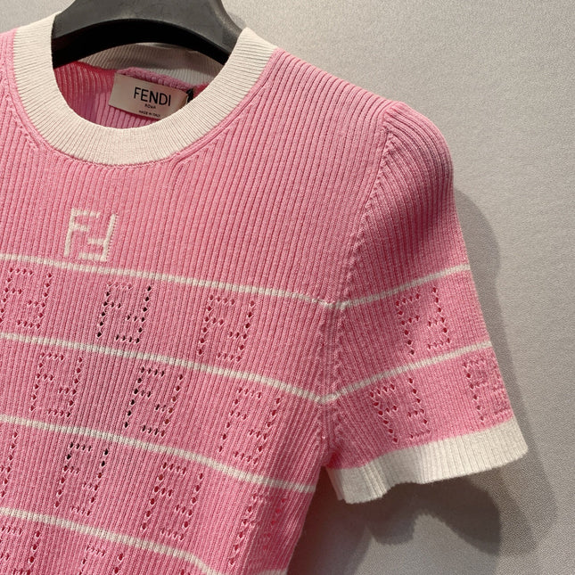 FENDI 26S SHORT-SLEEVE KNIT TOP 384