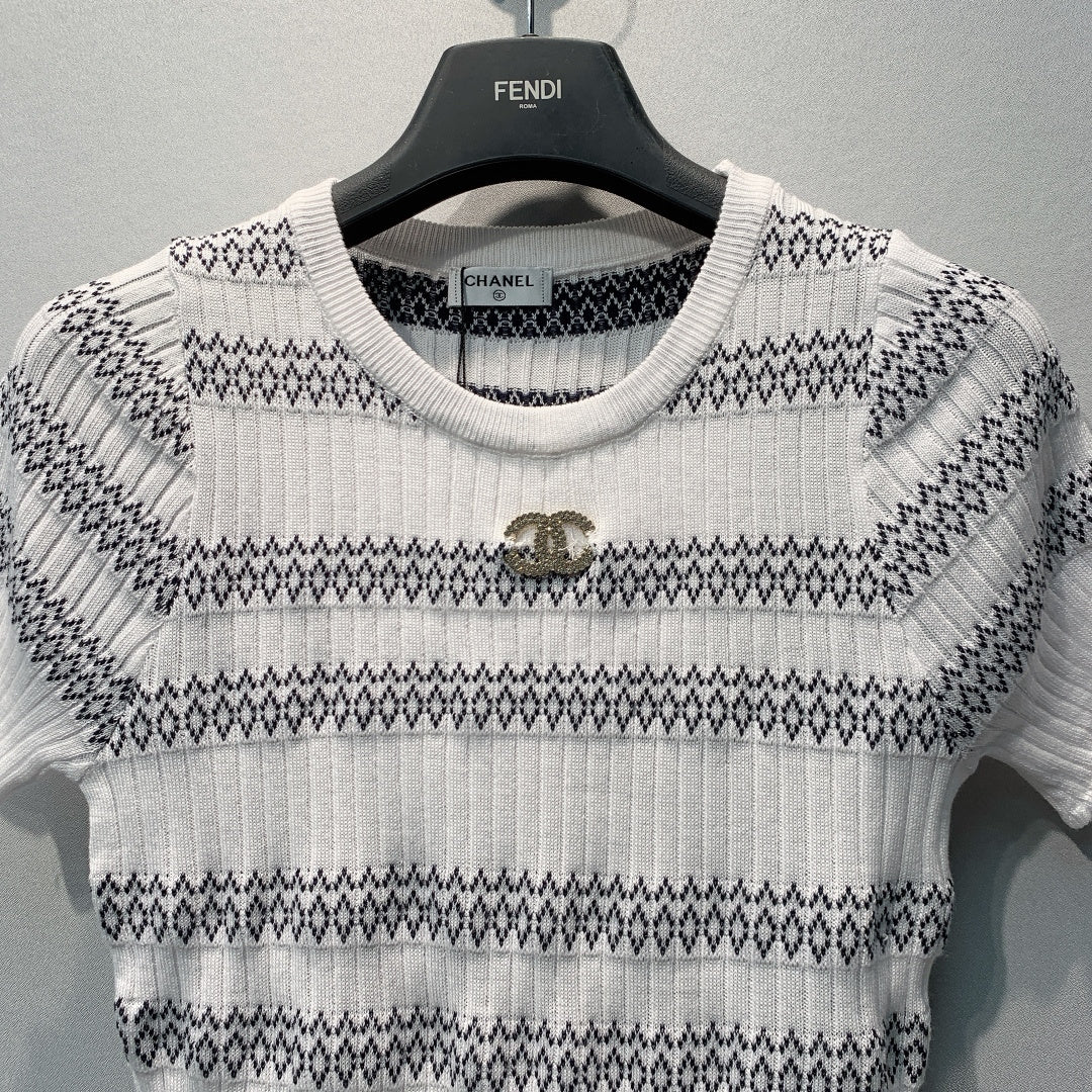 CHANEL 26S KNIT SHORT SLEEVE T-SHIRT STYLE 1282