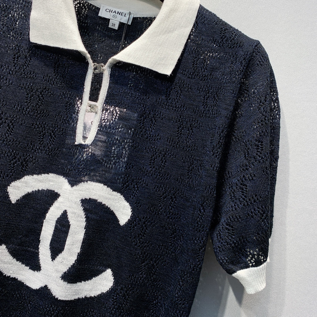 CHANEL 26S SHORT SLEEVE KNIT POLO STYLE 1248