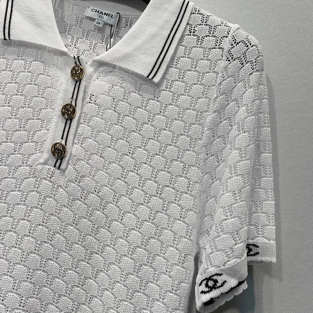 CHANEL 26S SHORT SLEEVE POLO TOP STYLE 1274