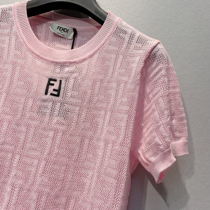 FENDI 26S SHORT-SLEEVE KNIT TOP 336