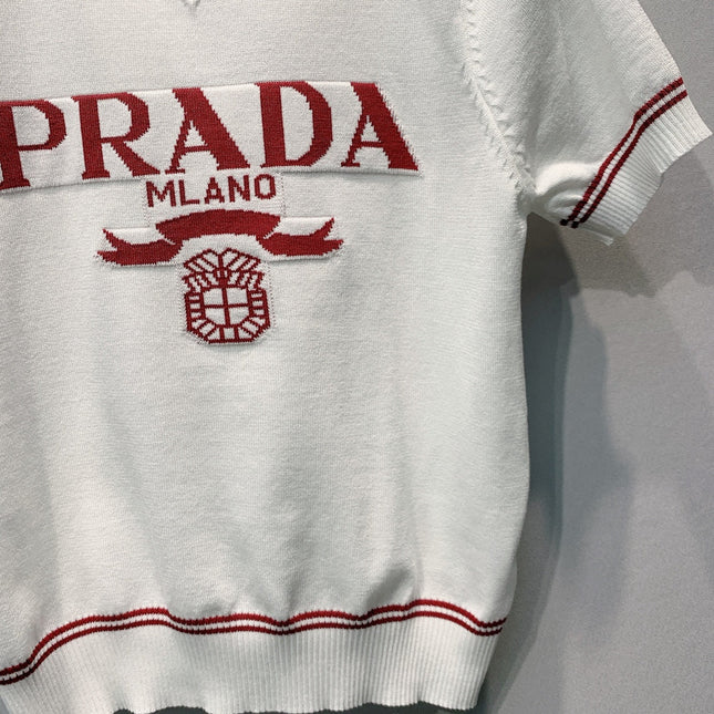 PRADA 26S SHORT-SLEEVE CREW-NECK KNIT TOP 1173