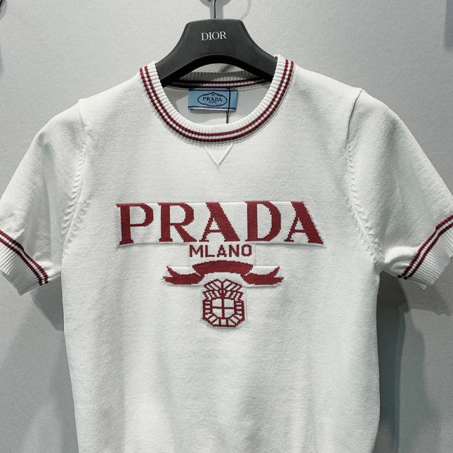 PRADA 26S SHORT-SLEEVE CREW-NECK KNIT TOP 1173