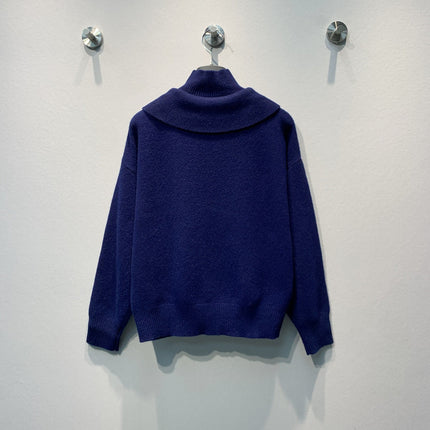 HERMES 26S ZIP-NECK POLO SWEATER 615