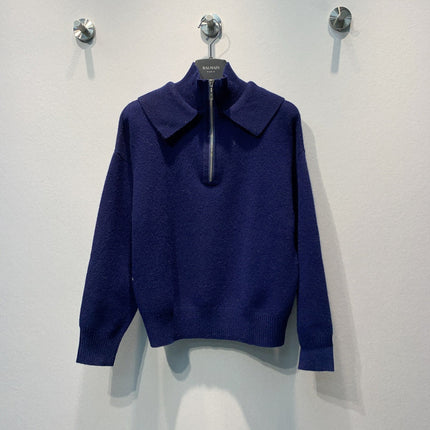 HERMES 26S ZIP-NECK POLO SWEATER 615