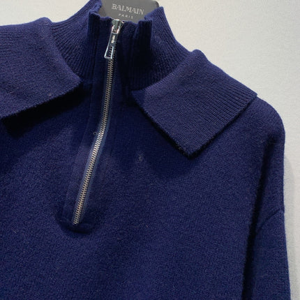 HERMES 26S ZIP-NECK POLO SWEATER 615