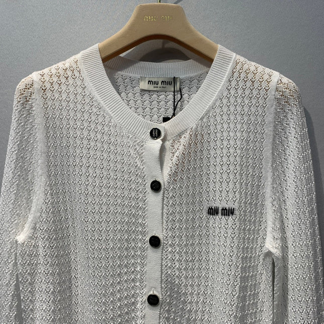 MIUMIU 26S ROUND-NECK KNIT CARDIGAN 1385