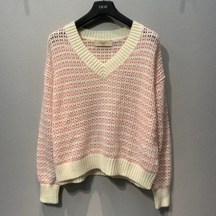 MAXMARA 26S V-NECK STRIPED KNIT SWEATER 246