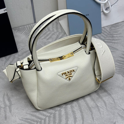 PRADA 25S SMALL BAG 23 IN IVORY CALFSKIN GOLD HARDWARE