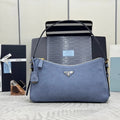 PRADA 26S SHOULDER BAG 36 IN DUSTY BLUE LEATHER